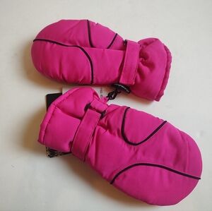 NEW Miss Attitude Kids Girls Ski Mittens Hot Pink Black Fleece 3M Snow 8 - 16